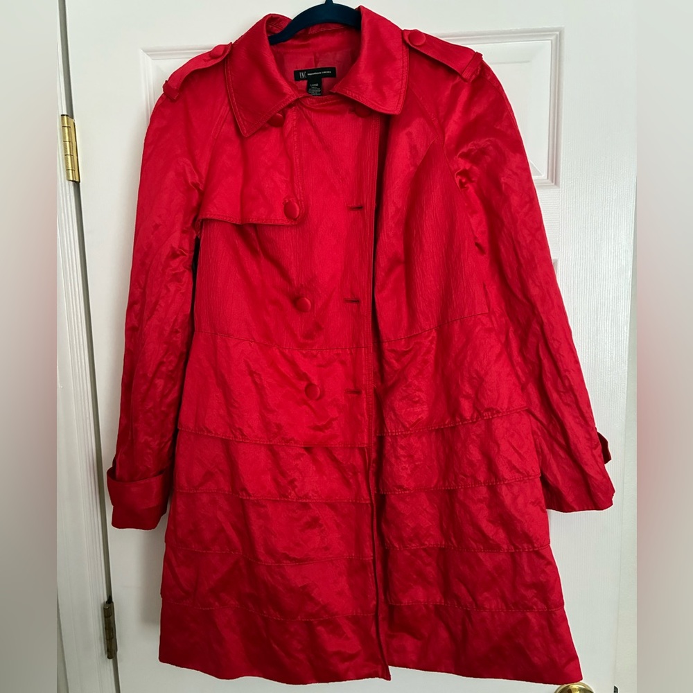 INC International Concepts Bold Red Trench Coat